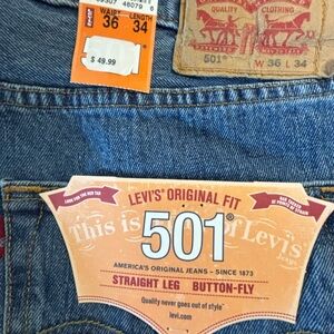 36/34 Levi’s 501 Straight Leg,  Button Fly